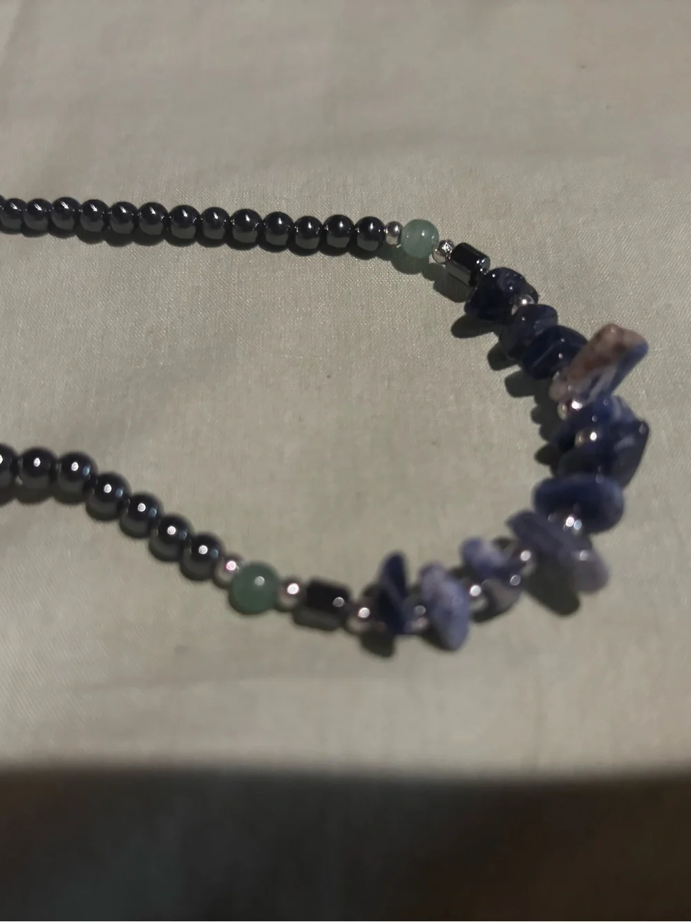 Blue Gemstone and Hematite Beaded Necklace